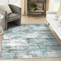 5x7 Area Rugs - Ultra-Thin Washable Rug with Non-Slip Backing, Ideal for Living Room, Bedroom, Kitchen Floor Carpet - Modern Abstract Style, Easy Clean, Durable, Low Pile Teal