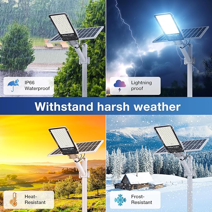OKPRO 10000W Solar Street Light, Super Bright LED Beads Solar Lights Outdoor Waterproof IP66, Heavy Duty Parking Lot Light Commercial Dusk to Dawn,Flood Light with Remote Control for Yard, Driveway