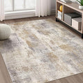 Area Rug Living Room Rugs - 5x7 Washable Soft Indoor Neutral Modern Abstract Low Pile Rug Carpet for Bedroom Dining Room Farmhouse Home Office - Brown Grey
