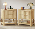 Huuger 27.6 Inch Tall Night Stands with Charger Station, USB-C Port, Fluted Nightstand Set of 2, Larger Wider Bed Side Table with 2 Deep Drawers, Open Shelf, Bedroom Living Room End Table, Natural
