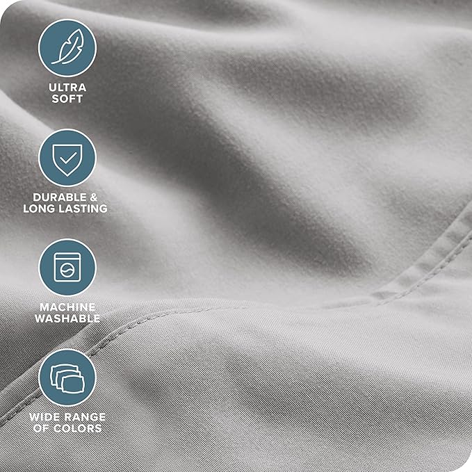 Bare Home Hotel Luxury Full Sheet Set, Extra Soft - 6 Piece Set - Deep Pockets - Easy Fit - Cooling & Breathable - Wrinkle, Fade, Stain Resistant - Includes 4 Pillowcases (Full, Light Grey)