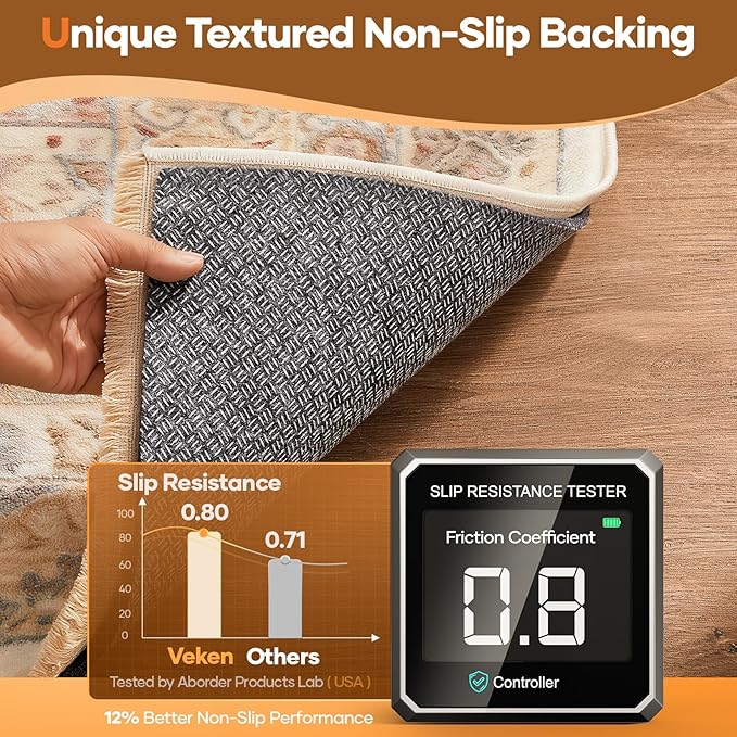 Veken Non Slip Cushioned Rug Pad Gripper 6 x 9 Ft, Felt and Silicone Backing, 1/4 inch Thick Carpet Liner for Hardwood Floors and Finishes, Under Area Rugs Anti Skid Mat, Keep Rugs Safe and in Place