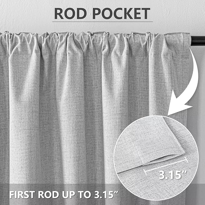 100% Blackout Curtains for Living Room, 72 Inch Curtains 2 Panel Set Light Blocking, Back Tab & Rod Pocket Thermal Insulated Drapes Bedroom Windows Home Decor(52W × 72L inch, Off-White)