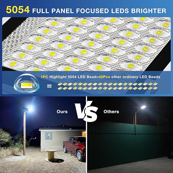 OKPRO 12000W Solar Street Lights Outdoor - 6500K Commercial Parking Lot Dusk to Dawn, Heavy Duty Split Type Solar Lights Outdoor Waterproof with Remote Control for Driveway, Outside(2Pack)