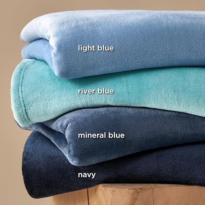 Bedsure GentleSoft Fleece Bed Blankets Queen Size River Blue - Soft Lightweight Plush Fuzzy Cozy Luxury Blanket Microfiber, 90x90 inches