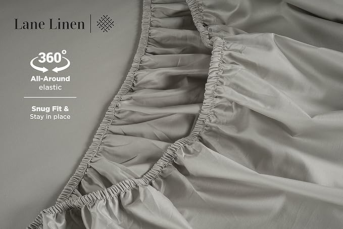 LANE LINEN 600 Thread Count Twin XL Bed Sheets Set - 100% Mercerized Cotton Twin XL Sheets, Soft & Comfy Sateen Weave for Silky Touch, Machine wash Luxury Hotel Style Thick Twin XL Sheet - Silver