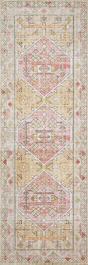 Loloi Skye Collection SKY-04 Gold/Blush 6'-0" x 6'-0" Round Area Rug