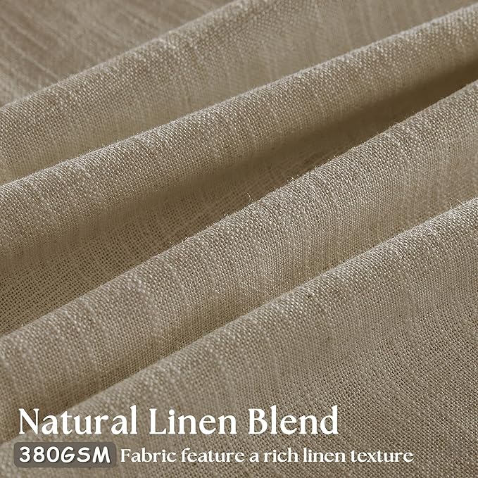 Dark Flax Linen Curtains 120 Inches Long for Living Room Bedroom Pinch Pleated Back Tab Privacy Curtains 120 Inch Length 2 Panels Light Filtering Greige Tan Brown Farmhouse Drapes 10 FT