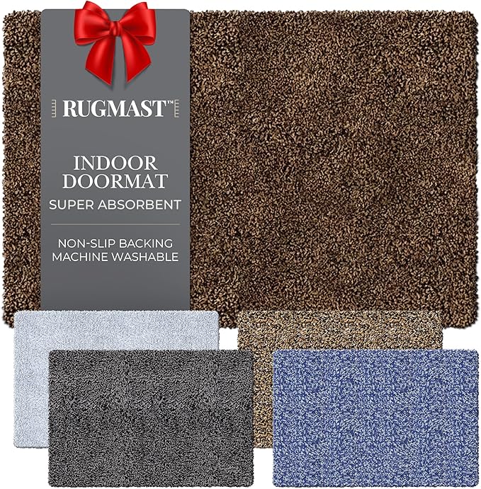 Premium Microfiber Indoor Door Mat – 20"x30" Washable Entry Mat, Non-Slip, Waterproof Backing, Super Absorbent, Low Profile Entryway Doormat for Indoor Entrance