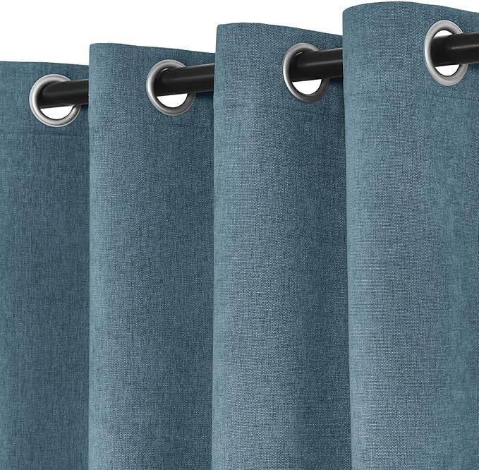 Macochico 100% Blackout Curtains Luxury Chenille Curtains for Living Room Thermal Blackout Curtains for Bedroom Hotel Banquet Classic Decor Teal Blue Curtains with Tieback 72" Wx96 L Grommet 1 Panel