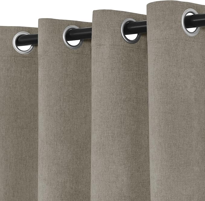 Macochico 100% Blackout Curtains Luxury Chenille Curtains for Living Room Thermal Blackout Curtains for Bedroom Hotel Banquet Classic Decor Light Taupe Curtains with Tieback 72"Wx96"L Grommet 1 Panel