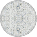 jinchan Kalen Round Rug 6ft Area Rug Washable Vintage Indoor Retro Accent Floor Cover Distressed Floral 6' Round Circle Boho Non Slip Thin Carpet for Living Room Dining Room Bedroom Kitchen Blue