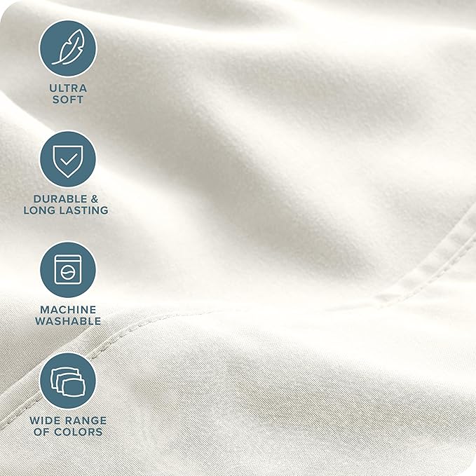 Bare Home Hotel Luxury Queen Sheet Set, Extra Soft - 6 Piece Set - Deep Pockets - Easy Fit - Cooling & Breathable - Wrinkle, Fade, Stain Resistant - Includes 4 Pillowcases (Queen, Cream)