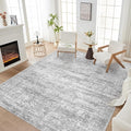 Area Rug Living Room Rugs - 10x14 Abstract Large Soft Indoor Washable Rug Neutral Modern Low Pile Carpet for Bedroom Dining Room Farmhouse Home Office - Vintage Grey
