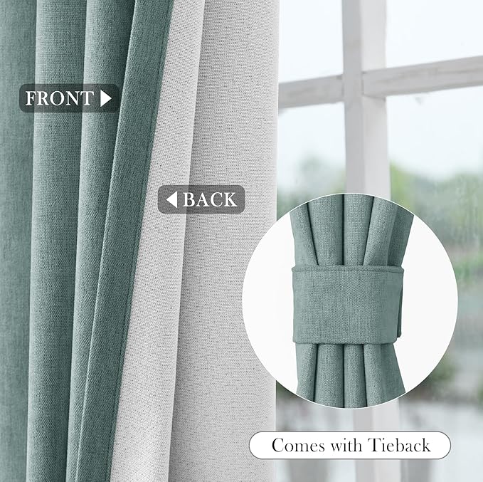 Macochico 100% Blackout Chenille Curtains Thermal Insulated Noise Reducing Velvet Draperies for Living Room Bedroom Hotel Teal Blackout Curtains Grommet Top with Tieback 84" Wx84 L 1 Panel