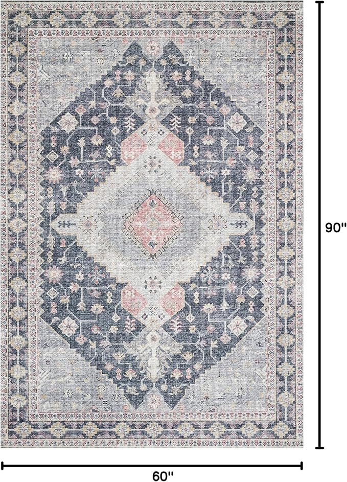 Loloi II Skye Collection SKY-02 Charcoal/Multi 5'-0" x 7'-6" Area Rug