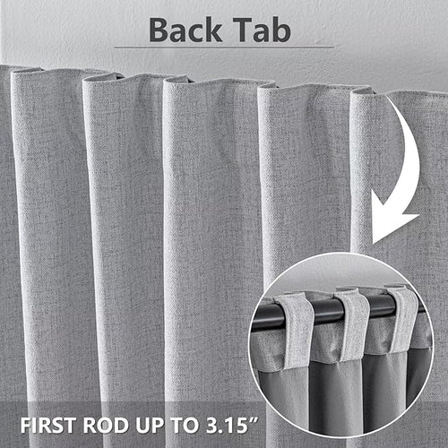 100% Blackout Curtains for Living Room, 90 Inch Curtains 2 Panel Set Light Blocking, Back Tab & Rod Pocket Thermal Insulated Drapes Bedroom Windows Home Decor(52W × 90L inch, Greyish White)