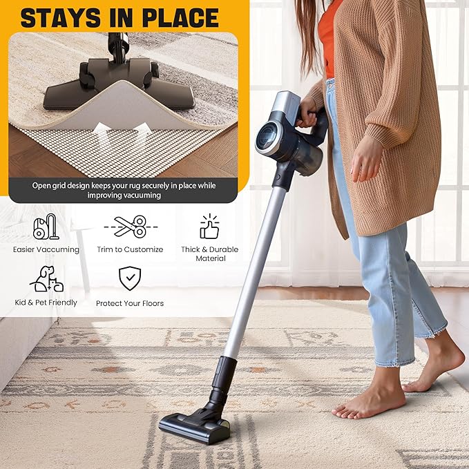 Non-Slip Rug Pad Gripper 2x8 Feet, Anti Skid Mat for Kitchen Hallway Runner Rug, Keep Rugs in Position and Safe, Thick Cushioned Carpet Pad for Hardwood Floors Protection