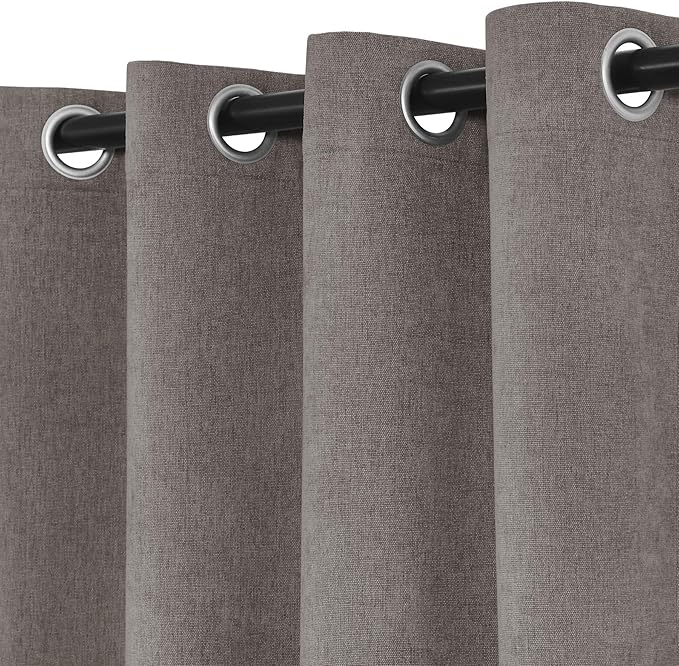 Macochico Full Blackout Curtains 84 Inches Long Insulated Noise Reducing Chenille Curtains for Living Room Bedroom Nursery Auditorium Stone Grey Curtains with Tieback Grommet 72" Wx84 L 1 Panel
