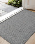 Color&Geometry Ultra-Thin Indoor Door Mat, 21"x31" Low-Profile Non-Slip Entryway Rug with Modern Geometric Texture, Washable Doormat for Entrance, Front Doors, Light Grey (FOLD)