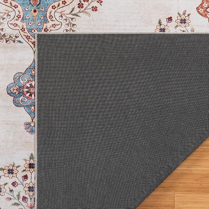 Gertmenian Indoor Boho Area Rug - 6x9 Medium, Non Slip, Super Strong, Ideal for High Traffic Areas in Bedroom, Living Room, Kitchen - Dainty Medallion, Multi, 24533