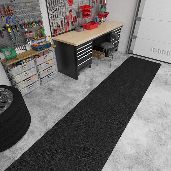 Ottomanson Commercial Scrape Rib Entry Mat – Heavy Duty Ribbed Floor Mat for High Traffic – Non Slip Rubber Back, Waterproof – Indoor Outdoor Use for Offices, Schools, Lobbies, 2' x 16', Black