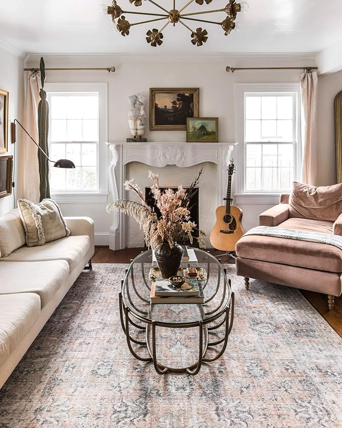 Loloi II Skye Collection SKY-01 Blush/Grey 5'-0" x 7'-6" Area Rug