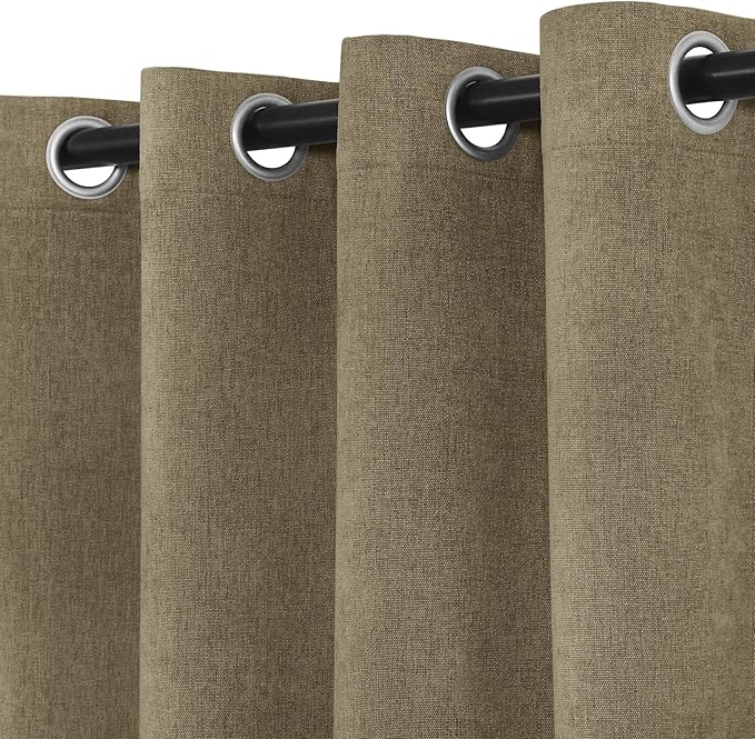Macochico 100% Blackout Chenille Curtains for Living Room Classic Chenille Window Curtain Panels Thermal Drapes for Bedroom Hotel Grommet Curtains with Tieback Soil Brown 84" Wx96 L 1 Panel