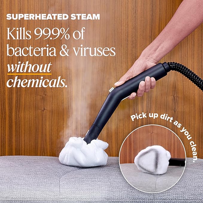 Dupray Neat Steam Cleaner with 22-Piece Accessory Kit – Versatile, Portable Steamer for Floors, Upholstery, Tiles, and More, removes 99.9% of Bacteria & Viruses (incl. x5 Large Bonnets)