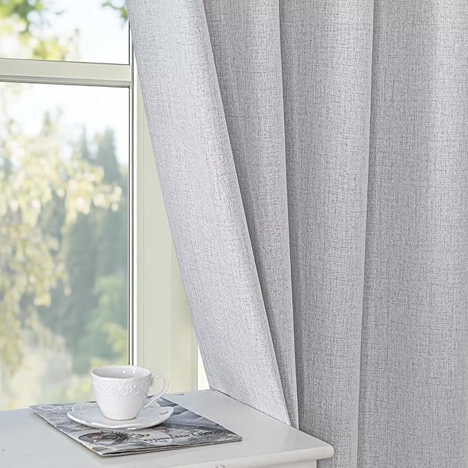 100% Blackout Curtains 96 Inches Long 2 Panels Set, Black Out Curtains for Living Room, Off-White Thermal Insulated Grommet Drapes Bedroom Luxury Decor Privacy(52W × 96L inch, Off-White)