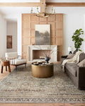Loloi Layla Collection LAY-03 Olive/Charcoal 9'-6" x 14' .13" Thick Area Rug, Soft, Durable, Vintage Inspired, Distressed, Low Pile, Non-Shedding, Easy Clean, Printed, Living Room Rug