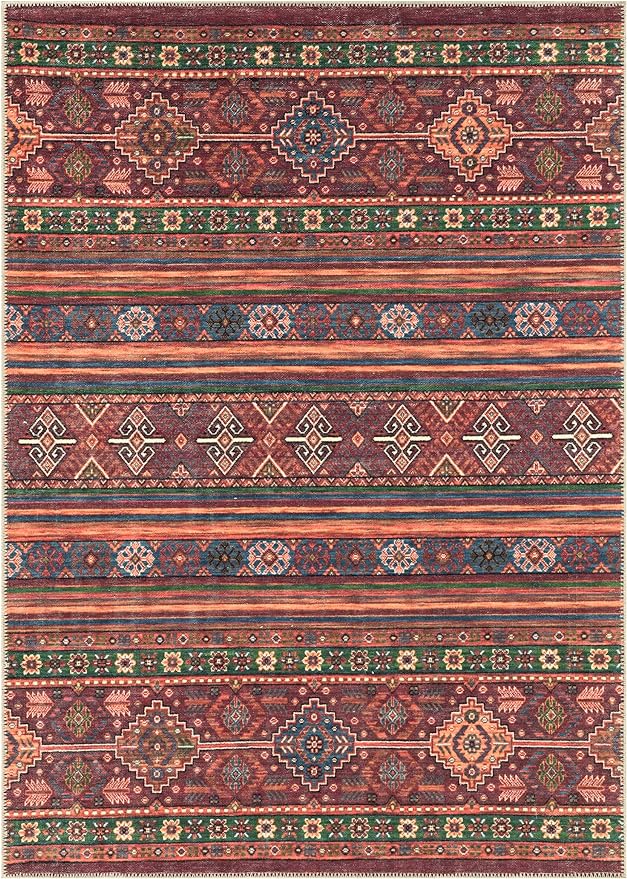 Keen Home Design 10x14 Rug - Machine Washable Area Rug with Non-Slip Backing, Ideal for Living Room, Dining Room, Bedroom - Vintage, Easy Clean, Durable, Low Pile Rug - (9'7" x 14')