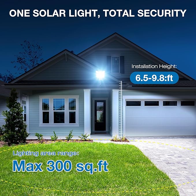Solar Lights Outdoor,IP66 Waterproof Solar Street Lights Outdoor,6500K LED Dusk to Dawn Security Flood light with Motion Sensor and Remote Control for Yard,Parking Lot, Courtyards,Garages 2-Pack
