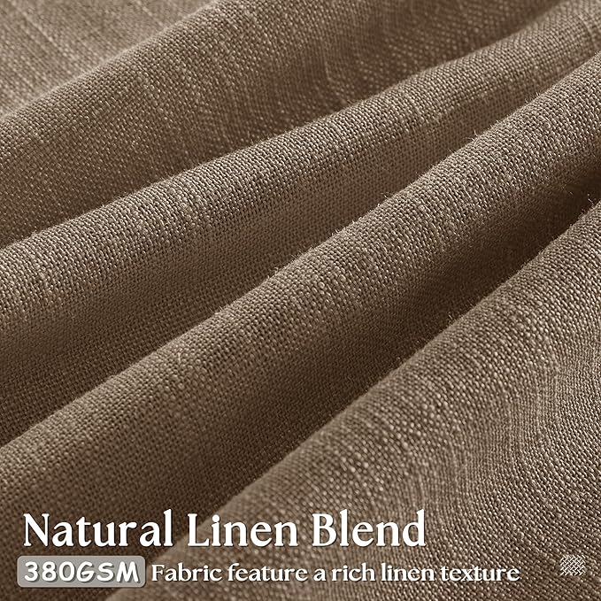 Brown 80 Inch Pinch Pleated Linen Curtains 2 Panels Set for Living Room Bedroom Boho Farmhouse Light Filtering Semi Sheer Back Tab Pinch Pleat Hooks Rings Window Curtain 80 Inches Long Dutch Cocoa