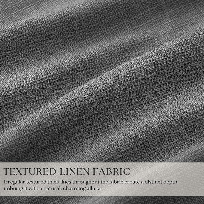 Charcoal Grey 120 Inch Blackout Pinch Pleated Curtains 2 Panel Set for Living Room Darkening Thick Linen Textured 100% Black Out Drapes 120 Inches Long Pinch Pleat Light Blocking Bedroom Dark Gray