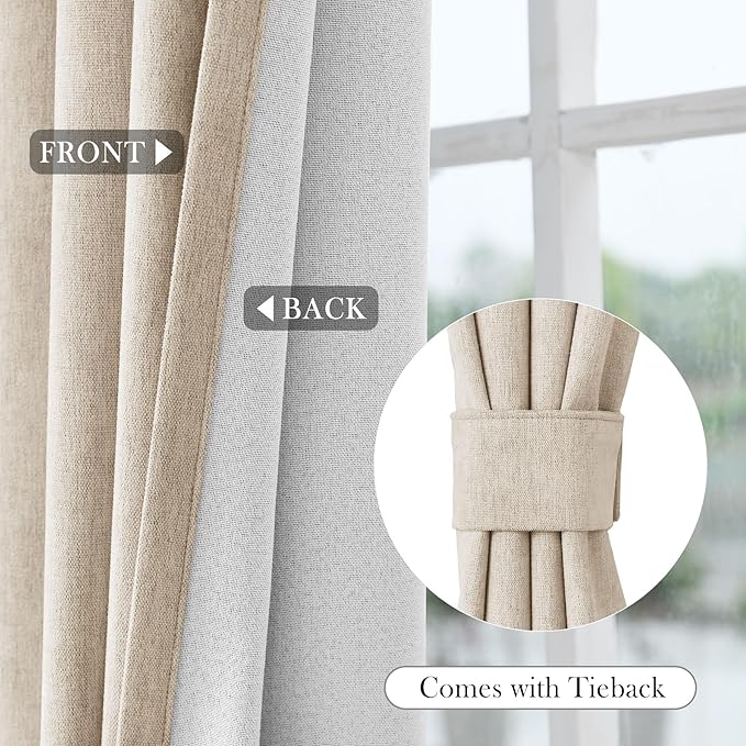 Macochico Thermal Blackout Chenille Curtains 100% Blackout Window Draperies for Living Room Bedroom Auditorium Banquet Hotel Taupe Curtains with Tieback Classic Home Decor 72" Wx102 L 1 Panel