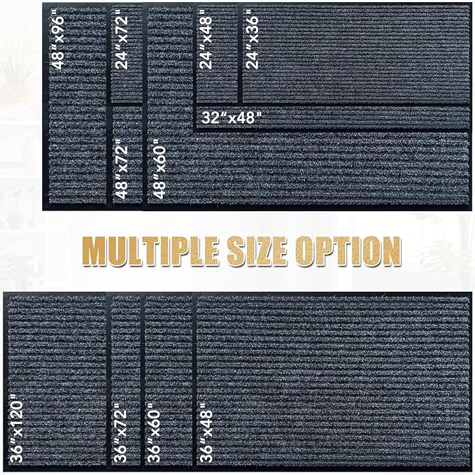 Front Door Mat,3'x10'Indoor Outdoor Door Mat,Heavy Duty Durable Welcome,Commercial Floor Mats Inside Outside Entrance, Waterproof All-Season, All-Weather Non Slip Backing Doormat for Entryway,Black