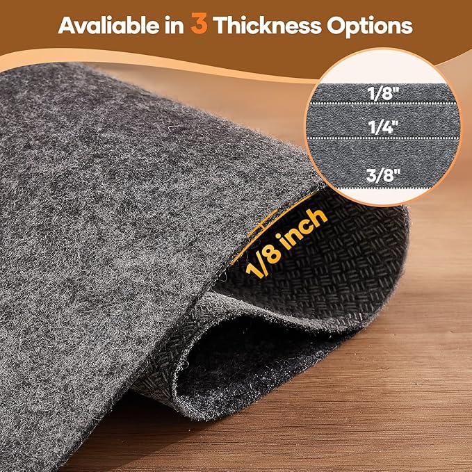 Veken Non Slip Cushioned Rug Pad Gripper 10 x 14 Ft, Felt and Silicone Backing, 1/8 inch Thick Carpet Liner for Hardwood Floors and Finishes, Under Area Rugs Anti Skid Mat, Keep Rugs Safe and in Place