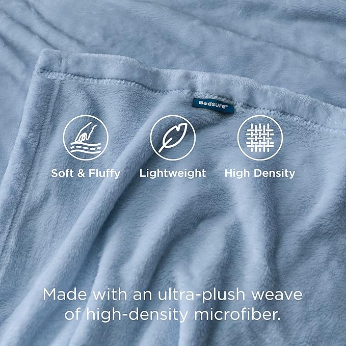 Bedsure GentleSoft Twin XL Fleece Blanket Dorm Bedding - Lightweight Soft Cozy Blankets for Bed, Sofa, Couch, Travel, Camping, Light Blue, 66"x90"