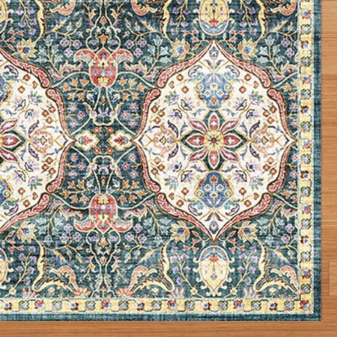 Gertmenian Indoor Bohemian Area Rug - 9x13 Extra Large, Non-Shedding, Ideal for High Traffic in Living Room, Bedroom, Entryway - Moroccan, Dk. Green, 26836