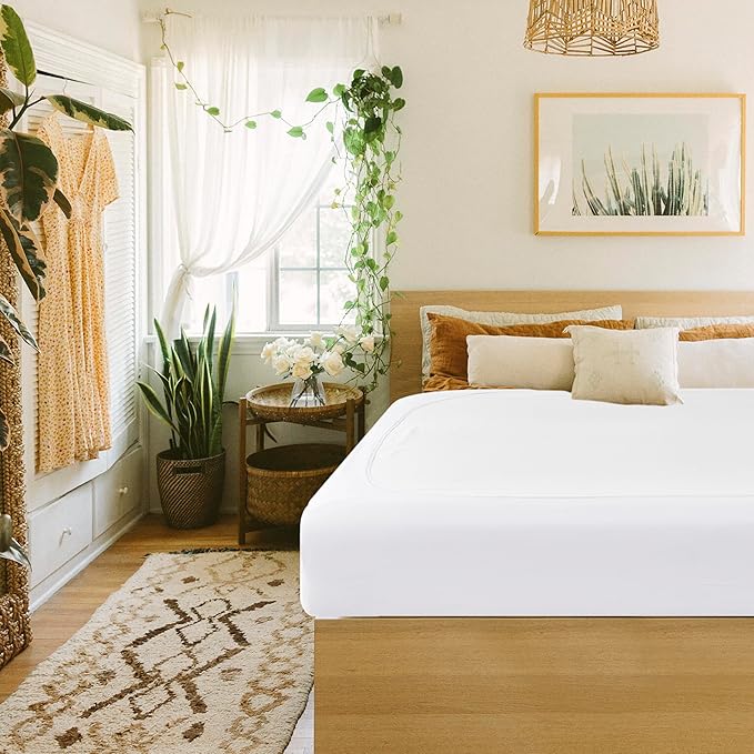 Biscaynebay Decorative Box Spring Cover Full & Full XL Size, White Luxurious Jersey Knitting Stretchy Wrap Around 4 Sides Bed Skirt for Home/Hotels, Easy Fit Wrinkle & Fade Free Machine Washable