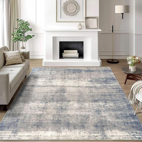4x6 Rug, Small Area Rug for Living Room, Bedroom, Kitchen, Machine Washable Non-Slip Throw Rug, Modern Abstract Carpet for Entryway Nursery Coffee Table - Durable (Grey/Navy)