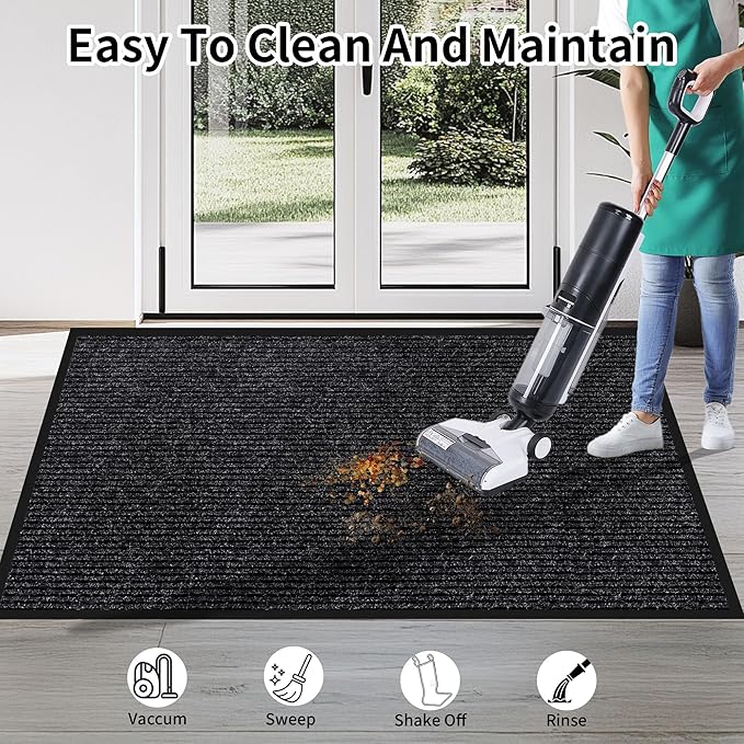 Front Door Mat Indoor Outdoor Entrance, 30" x 48" All-Season Heavy Duty Waterproof Doormat, Non-Slip Absorbent Entryway Mat, Easy to Clean, Low Profile Commercial Floor Mat for Indoor Outdoor