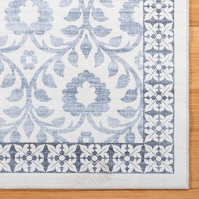 Gertmenian Indoor Boho Area Rug | Home Decor for Entryway, Bedroom, Living Room, Office, Kitchen | Non Slip, Soft, Printed Accent Rugs | Esme, Blue, 9x13 Extra Large, 24556