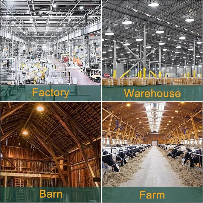 ACOHOOK 500W LED High Bay Light AC100-277V High Bay LED Light 5000K 75000LM UFO LED Lights with US Plug Suit for 30-60FT Height-𝟓𝐘𝐫𝐬 𝐖𝐚𝐫𝐫𝐚𝐧𝐭𝐲-3Pack