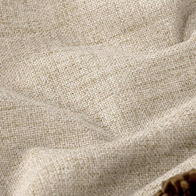 Linen Blackout Curtains for Bedroom Narrow Window, Thermal Insulated Complete Light Blocking Privacy Soundproof Small Curtains for Basement, Each 38 Inch Wide 63 Inch Length 2 Panels, Beige