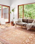 Loloi Layla Collection LAY-16 Natural/Spice 7'-6" x 9'-6" .13" Thick Area Rug, Soft, Durable, Vintage Inspired, Distressed, Low Pile, Non-Shedding, Easy Clean, Printed, Living Room Rug