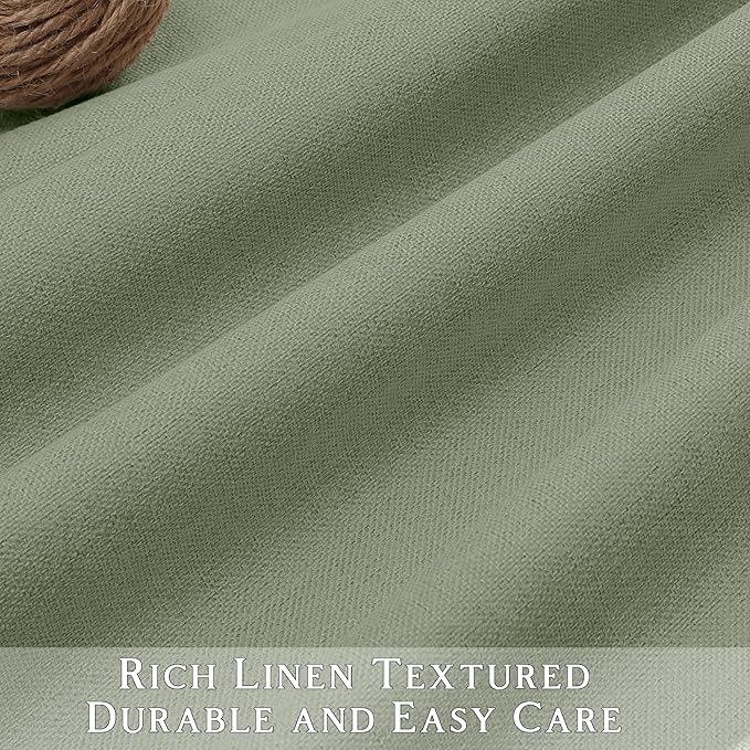 ChrisDowa 100% Blackout sage Solid Curtains 45 Inches Long 2 Panels for Bedroom Living Room,Farmhouse Room Darkening Thermal Insulated Soundproof Grommet Top Window Treatment Drapes,52x45