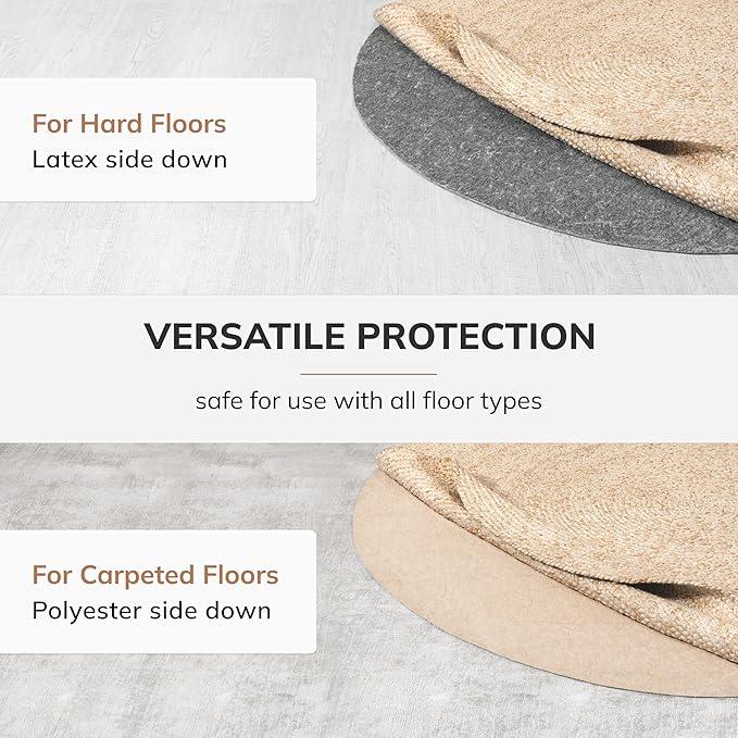 Anji Mountain 8' x 8' Universal Non-Slip Rug Pad - Area Rug Grip & Floor Protector Mat - Cushioning Underlay Pad for Hardwood Floors - Anti-Slip Under Rug Pad Mat, Round