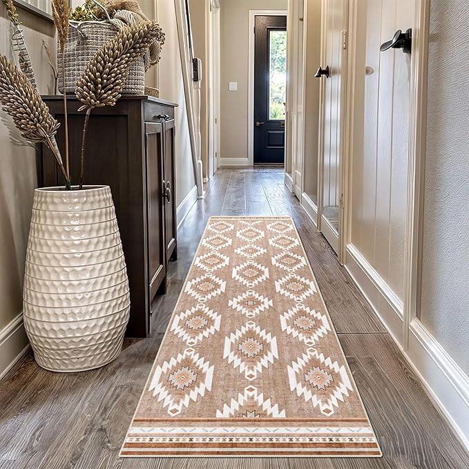 Runner Rug 2'x8' Western Washable Non-Slip Runners for Hallways Kitchen Entryway Laundry Room Modern Carpet Hallway Runner Camel